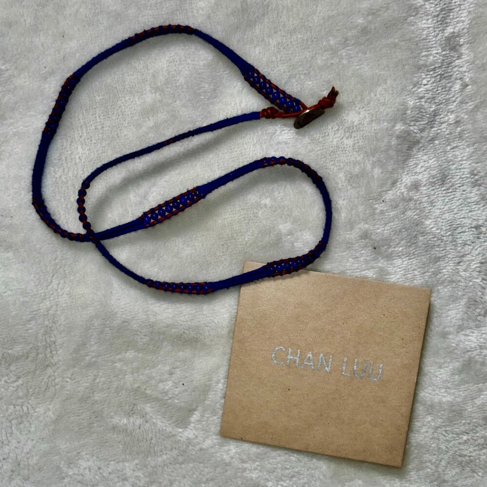 ✨ Chan Luu Cobalt Blue & Brown Leather Wrap Bracelet